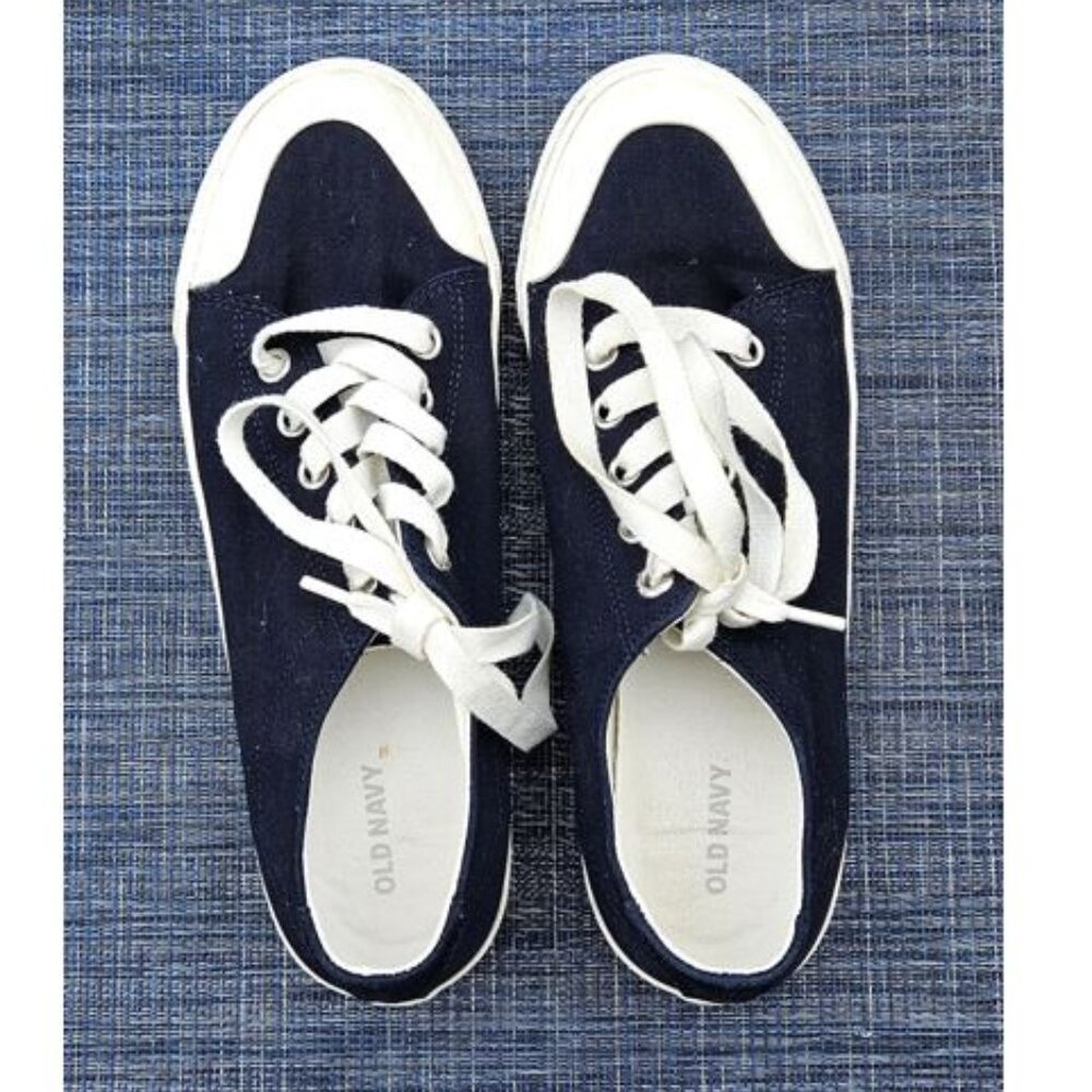 OLD NAVY - navy blue lace up canvas platform sneakers - size 9 - Picture 4 of 9